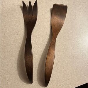 Vintage Wooden Salad Serving Set